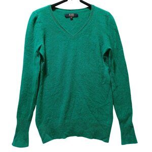 Alex Marie 100% Cashmere V-Neck Sweater Womens S Green Cozy Holiday Quiet Luxury